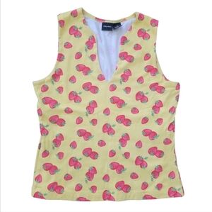 Xhilaration Strawberry Print Sleeveless 100% Cotton Tank Top 90s Y2K Kawaii XL
